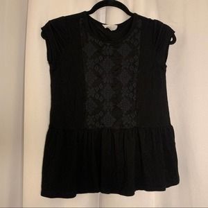 Cloud Chaser Black Baby Doll Top Juniors Lace Detail Small